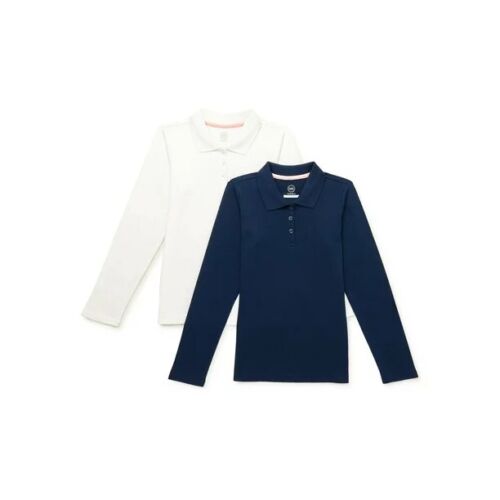 WN Girls School Uniform Polo Shirt Long Sleeve Interlock Shirts Size XS (4-5)