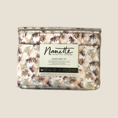 Nanette Lepore QUEEN Sheet Set 6 PC Paris Floral Eiffel Tower