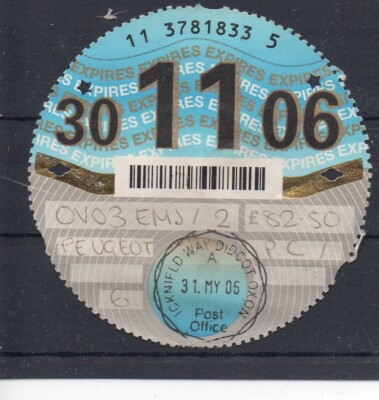 GB Road Tax Disc - Nov. 2006 - see comments in description and below
