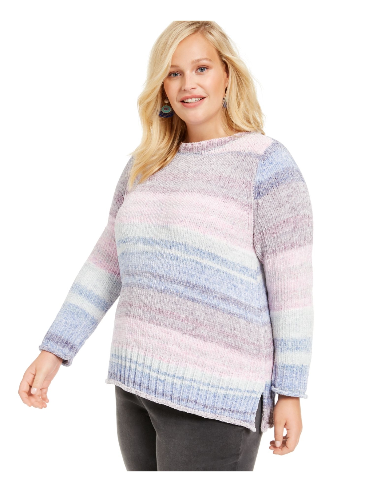 Женская розовая блузка с длинным рукавом и принтом STYLE & COMPANY Плюс размер: 0X