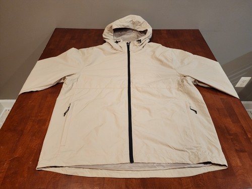 NWT H&M Mens Jacket Size Large Tan Full Zip Hooded Windbreaker Water Repellent - Picture 2 of 10