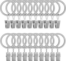 20pcs Rustproof Drapery Matte Stainless Steel Metal Curtain Rings with Clips New