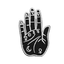 Palmistry Iron On Patch Astrology Fortune Telling Goth Biker Witchy Badge