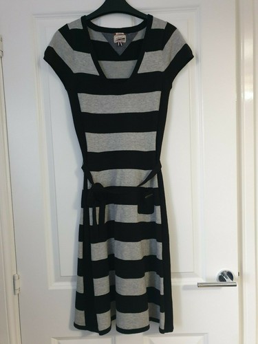 KNIT STRIPE BELTED JUMPER DRESS | eBay