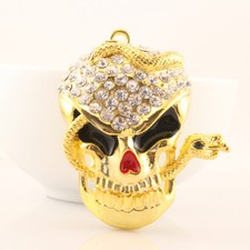 Snake Skull Fashion Keychain Crystal Charm White Sparkle Halloween Gift 01206