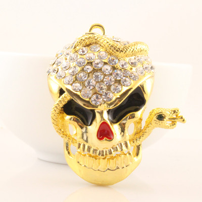 Snake Skull Fashion Keychain Crystal Charm White Sparkle Halloween