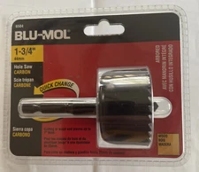 Blu-Mol 6504 1-3/4" Carbon Steel Arbored Hole Saw For Wood W/ 1” Depth Cut