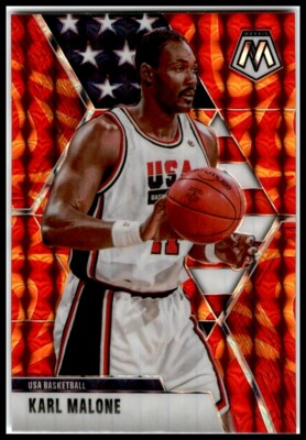 2019-20 Panini Mosaic #257 Karl Malone Reactive Orange