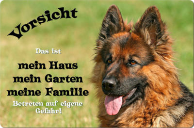 Warnschild "Beware Of Dog" – Aluminium, 20x30cm, Mit Deutscher Schäferhund-Abbildung