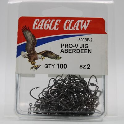 Eagle Claw No. 500BP Pro-V Aberdeen Fishing Hooks 100 Pack Size 2