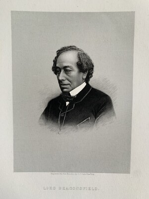 Benjamin Disraeli, 1st Earl of Beaconsfield Prime Minister Of UK Original Engr.