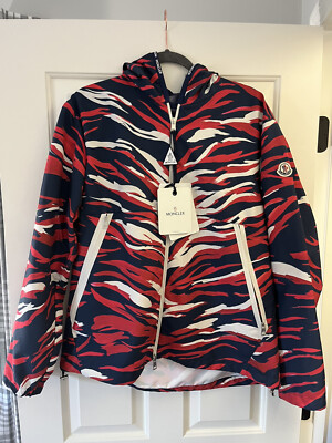 Moncler Men's Blue Chardon Printed Windbreaker, Brand Size 5 (XL)