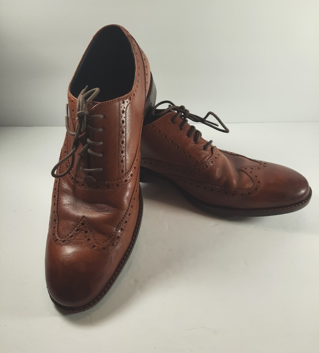 Cole Haan Wayne Mens 11 M Wingtip Oxford Shoes British Tan  display picture 3