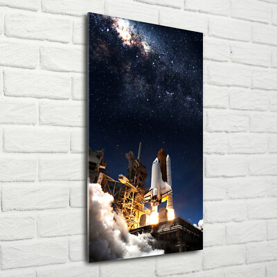 Wand-Bild Kunstdruck aus Hart-Glas Hochformat 70x140 Startrakete