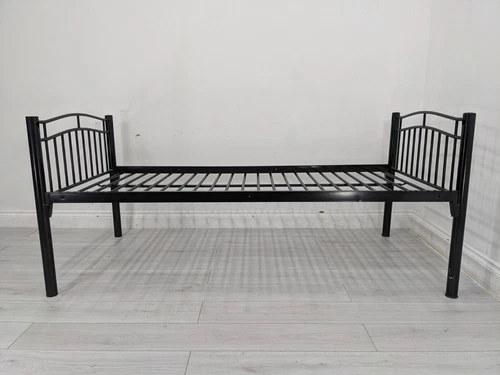 SINGLE BED FRAME Black Metal Easy Slot In Bannister Headboard FREE DELIVERY