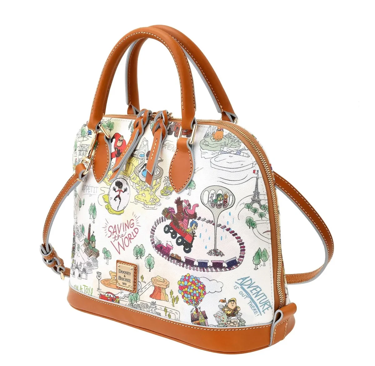 New Disney Dooney Bourke Pixar Maps Domed Satchel Tote Bag Purse