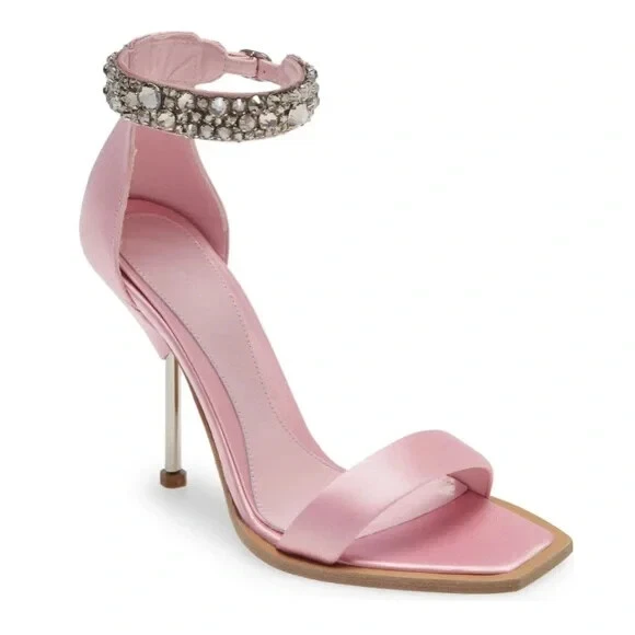 Sandalo Alexander McQueen taglia 41EU 11US cristallo raso abbellito cinturino in cristallo