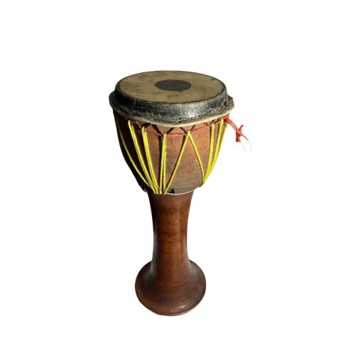 wooden Thai drum Djembe  Klong Yao head 5” tall 15” musical collection Tom Tom - Picture 1 of 8
