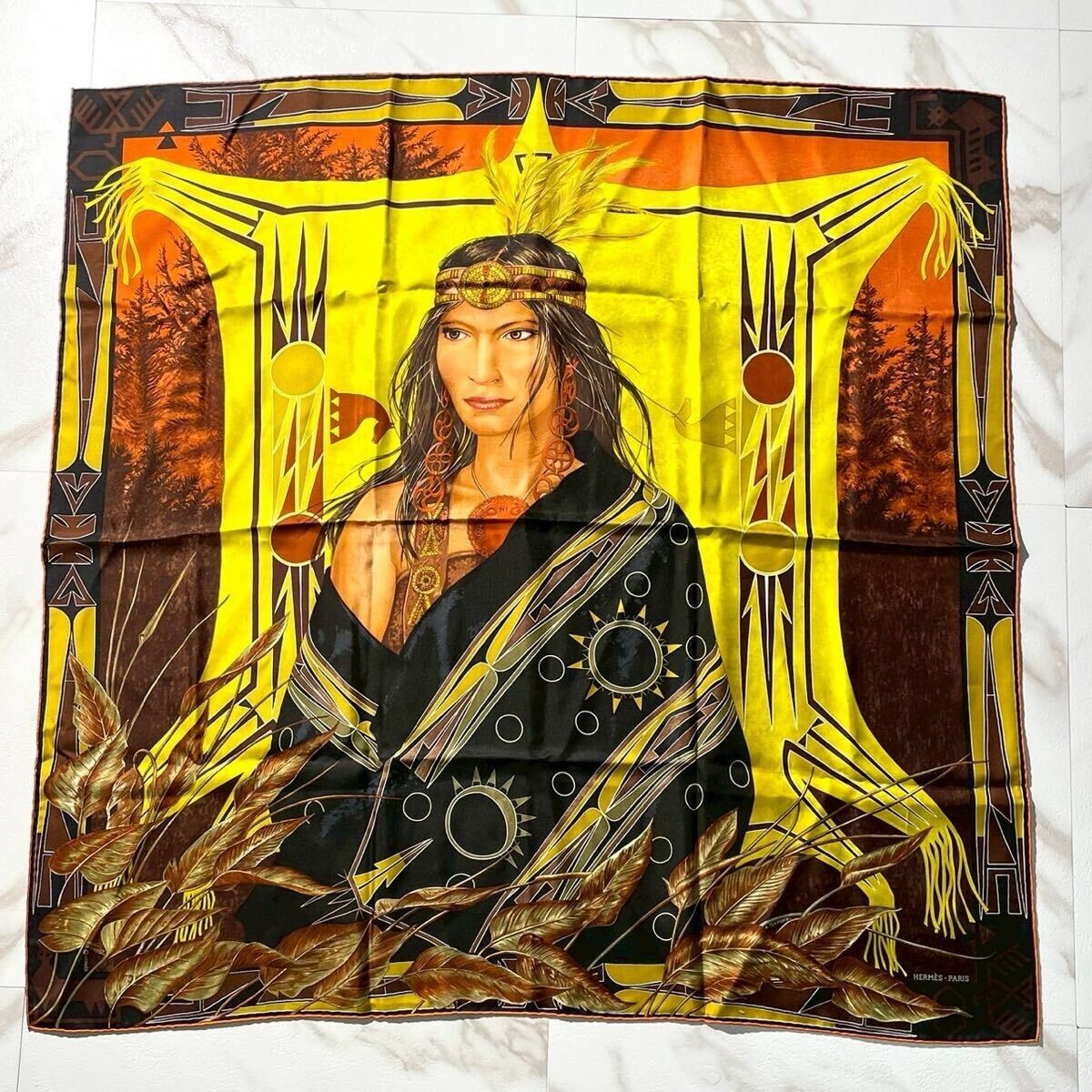 Hermes Carre 90 Scarf WAKO NI Indian Girl 100% Silk | eBay