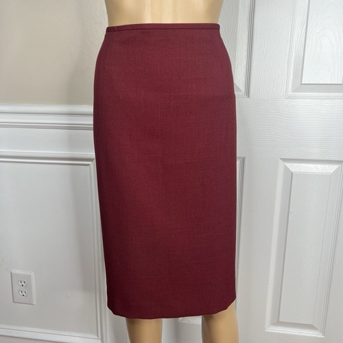 Le Suit Polyester Skirt Suit 14 Twill Bordeaux Shawl Collar Cocktail 2PC New - Picture 5 of 11