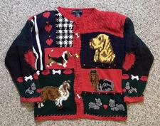 Vtg 90’s Women’s Eagle Eye Dog Cottage Core Knit Cardigan Sweater. Size S.