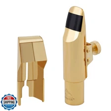 EASTROCK Alto Saxophone Mouthpiece with Cap Gold Plated Metal Mouthpiece for 