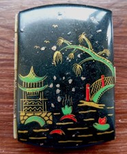 Decorative Japanese Scene Metallic Cigarette Case