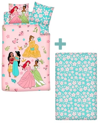 Disney Princess Kinderbettwäsche + Spannbettlaken Set 3-tlg.135-140x200 cm - Bild 1 von 4