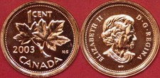 Proof Like 2003WP Canada 1 Cent From Mint's Set