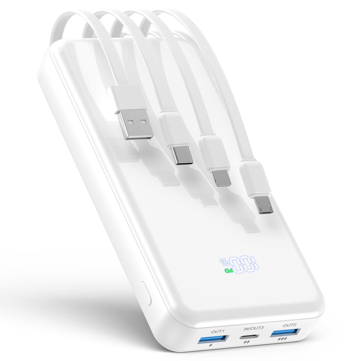 42800mAh Portable Charger with Built-in Cable and 22.5W PD Fast Charging