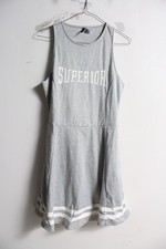 Vintage H&M Y2k Skater Dress - Grey - Size 16 (V-G)