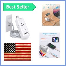Surge Protector Power Strip, 5 Ft Flat Plug Extension Cord, 900J