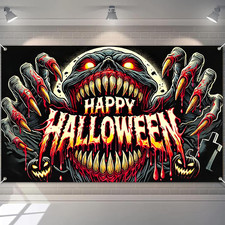 Halloween Graveyard Banner 71X43 in Pumpkin Party Decor