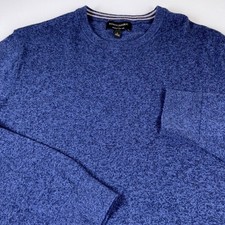 Banana Republic Men's L Navy Premium Luxe Yarn Crew Neck Sweater Speckled Knit