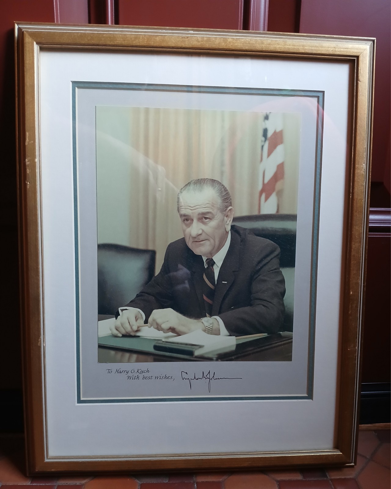 Lyndon B. Johnson Signed Photo Signature Display Framed Original Presidential