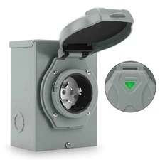 Upgraded 50 AMP Generator Power Inlet Box List Locking 3 Prong 125V Waterproof