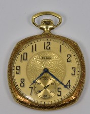 Elgin Pocket Watch Open Face Gold Filled Small Seconds Art Deco Vintage RUNS