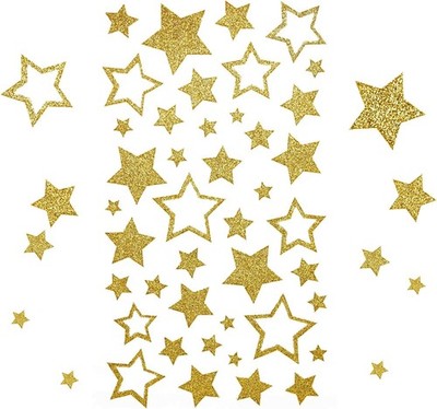 210x Sticker Stern Aufkleber Glitzer Gold Etiketten Selbstklebend zum Basteln...