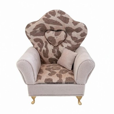 Miniatur Leopardenmuster Sofa gepolstert Schmuckkästchen goldfarbene Beine