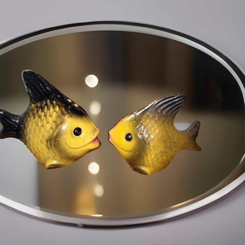 Salt/Pepper KISS KISS ANGEL FISH Nautical Ocean Decor Green MCM Vintage