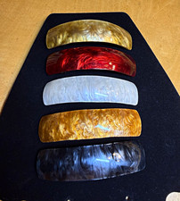 Lot of 5 Women  s Marbled Multicolor Barrette Hair Clips Plastic/Metal