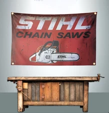 STIHL CHAIN SAW 3' X 5' BANNER FLAG (RUSTIC LOOK)
