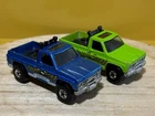 Vintage Hot Wheels 1977 GMC Step Side Pickup Truck Lot 2 Blue Green Eagle 4x4