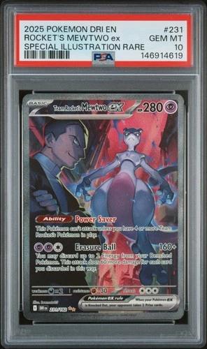 2025 POKEMON DRI EN-DESTINED RIVALS #231 TEAM ROCKET'S MEWTWO EX PSA 10