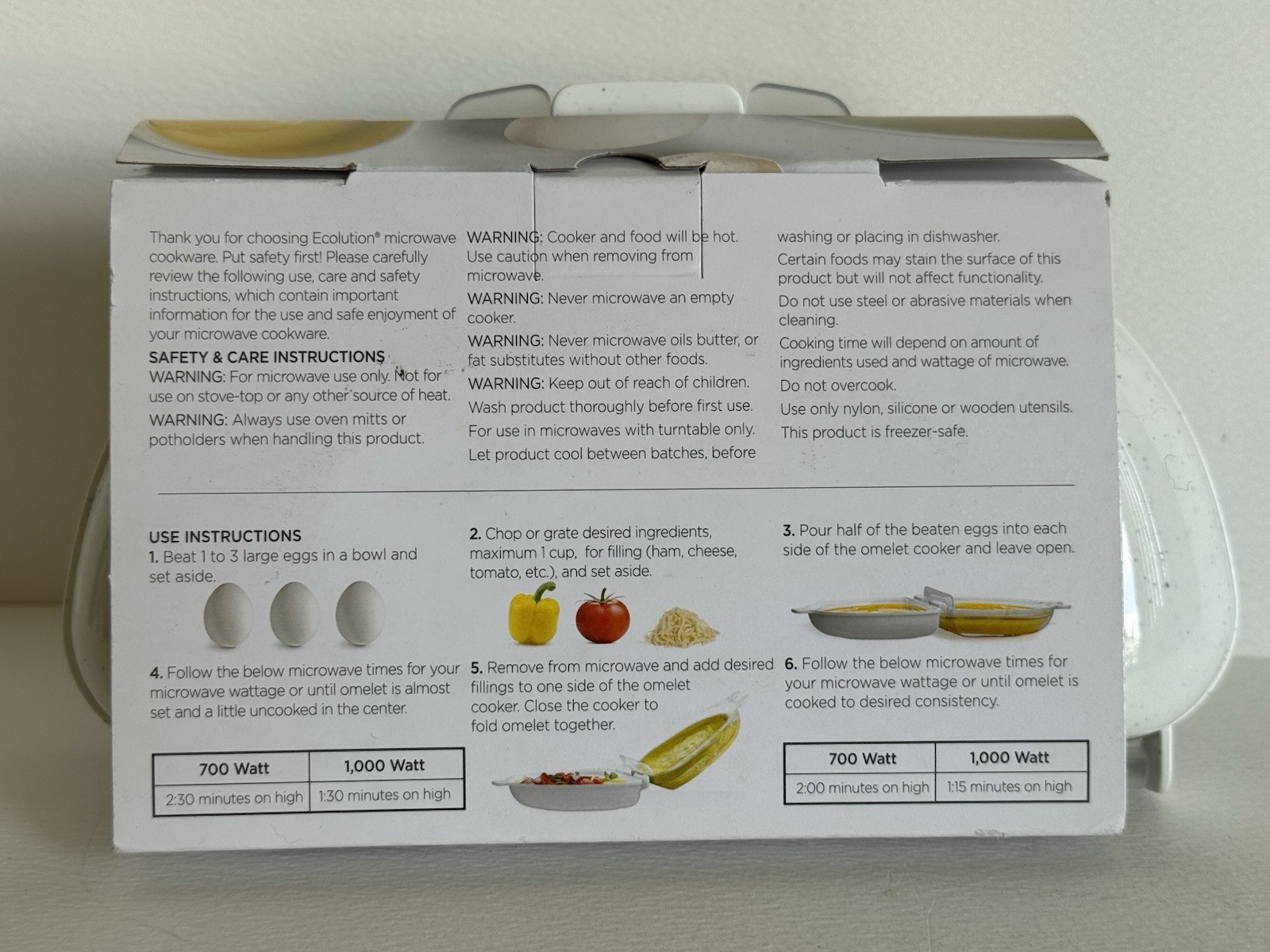 Ecolution  Omelet Wave Microwave Omelet Cooker White, New with tag