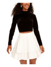 CITY TRIANGLES Womens White Long Sleeve Mock Mini Dress Size: 3