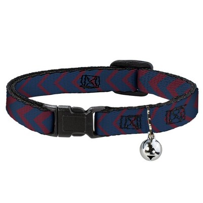 Cat Collar Breakaway with Bell Chevron2 Red/Navy NARROW Fits 8.5-12'' (US IMPORT)