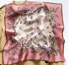 100 Silk 20" small Square Scarf Women neckerchief Wrap floral pink red WS458