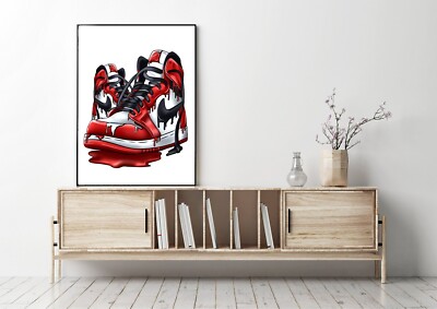 Bedroom Nike Shoe Wall Red Nike Air Jordan's Dripping Trainer