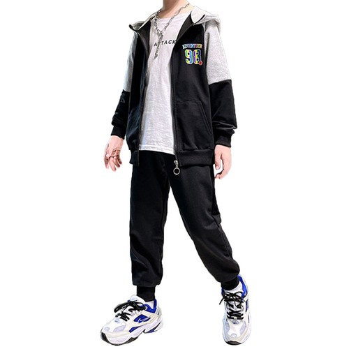 Boys Tracksuit Set Kids Hoodie Sweatpants Jogging Sweatshirt Sports Two-Piece - Picture 16 of 31